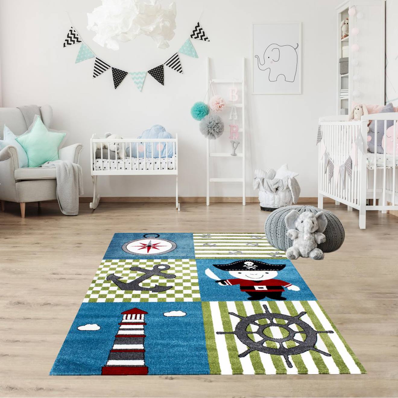 Tapis Enfant Tissé Kid Pirate Multicolore
