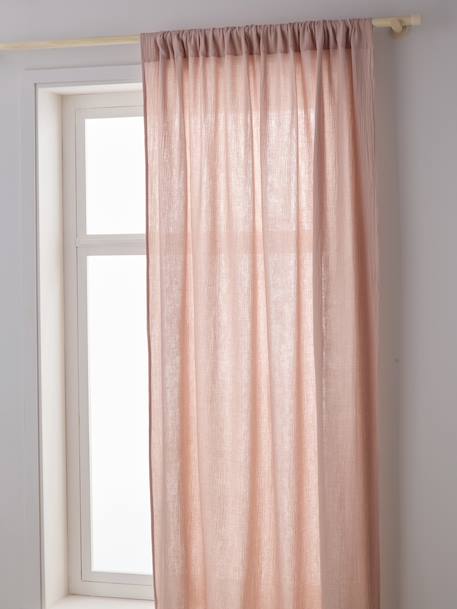 Rideau tube tamisant en gaze de coton blanc+bleu grisé+cannelle+écru+rose+rose poudré+vert sauge 24 - vertbaudet enfant 