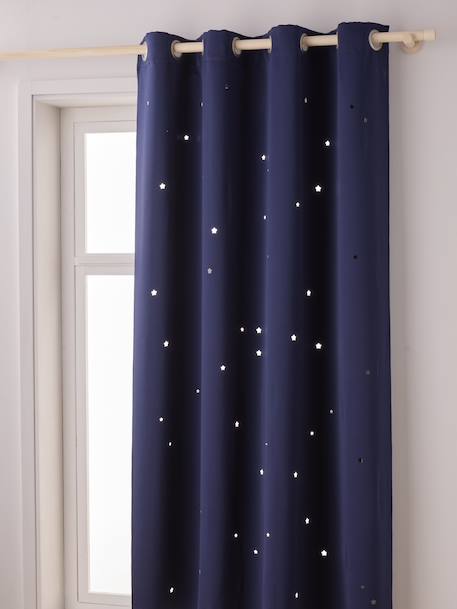 Vertbaudet - Rideau à oeillets occultant et motifs perforés marine / étoiles