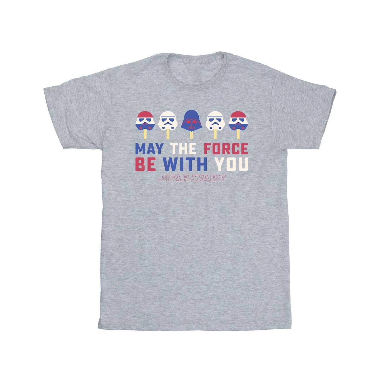T-shirt May The Force Ice Pops Coton Star Wars Gris Chiné