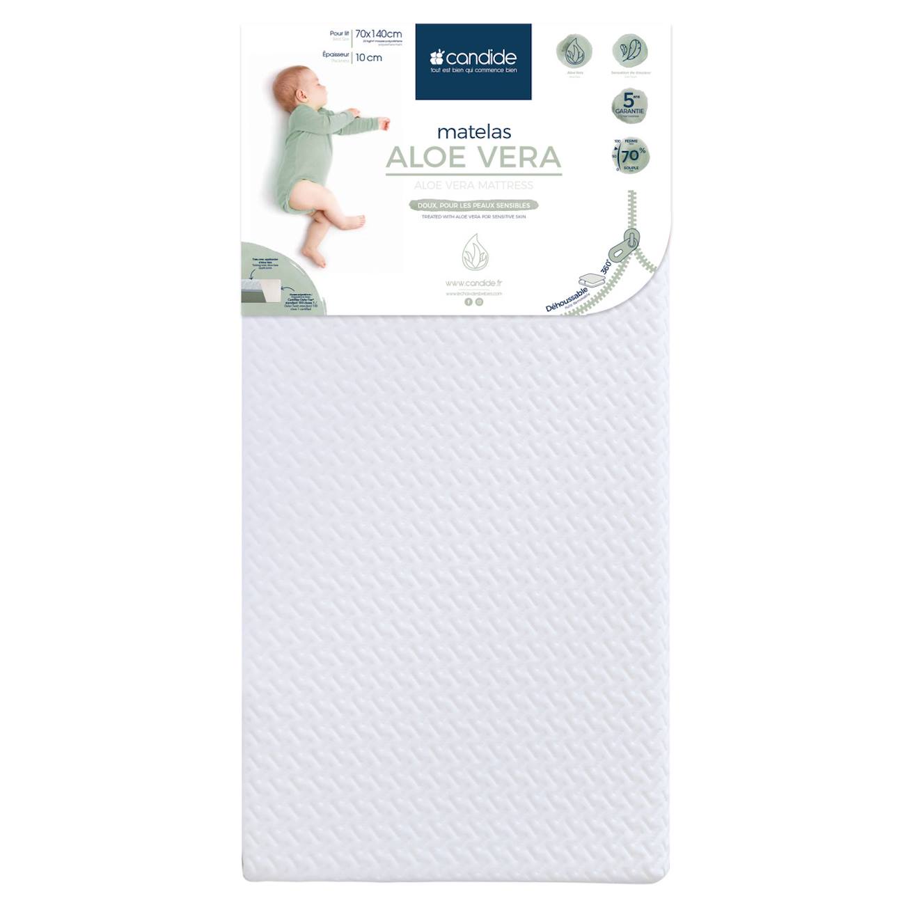 Matelas Bébé Aloé Vera Déhoussable 360° Blanc (Candide) - Image 1