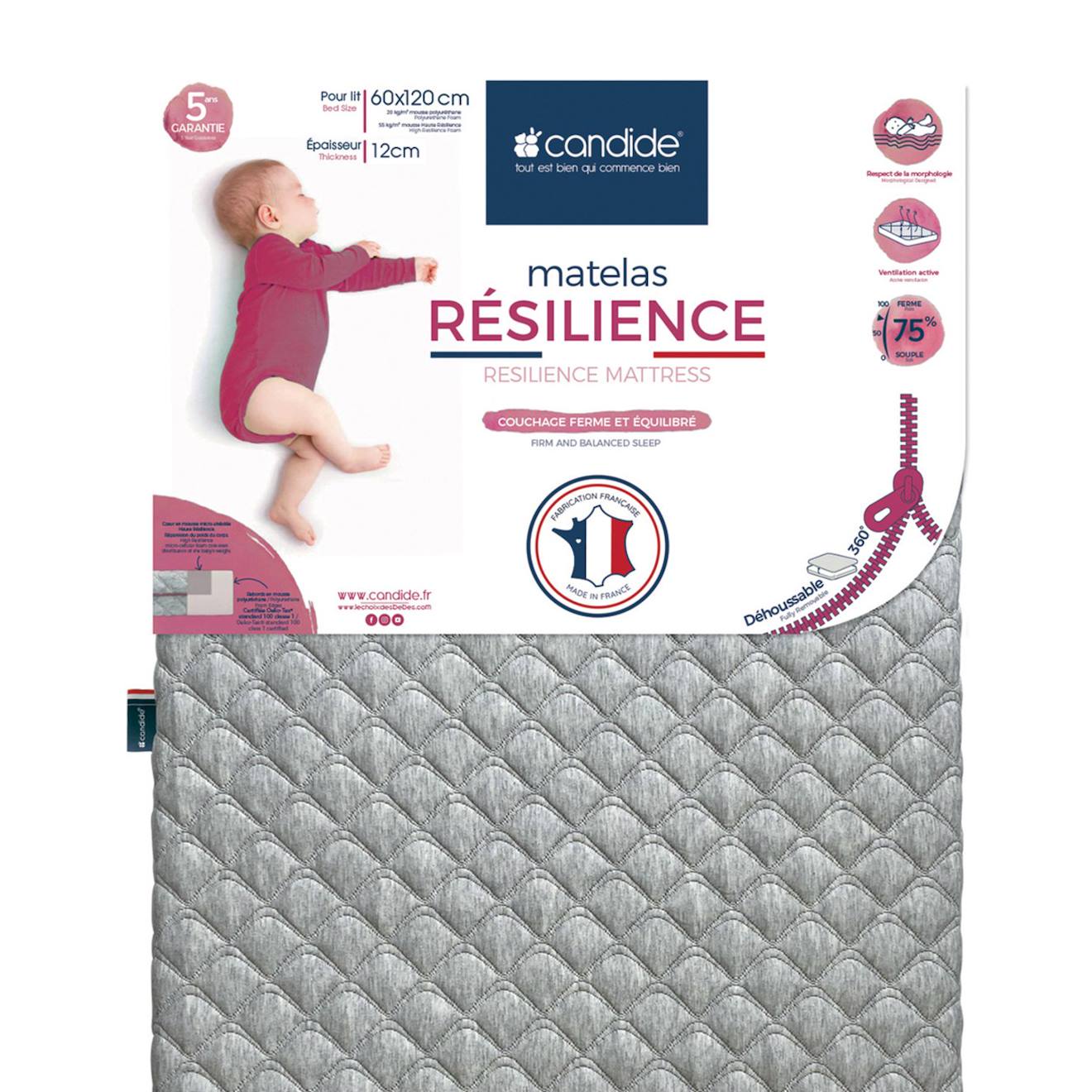Matelas Bébé Résilience - Ferme Et Équilibré Gris Foncé