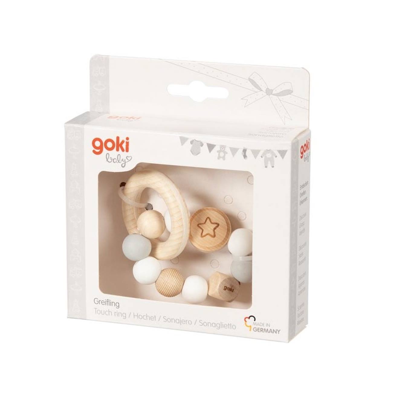 Hochet En Bois Et Silicone Beige (Goki) - Image 1