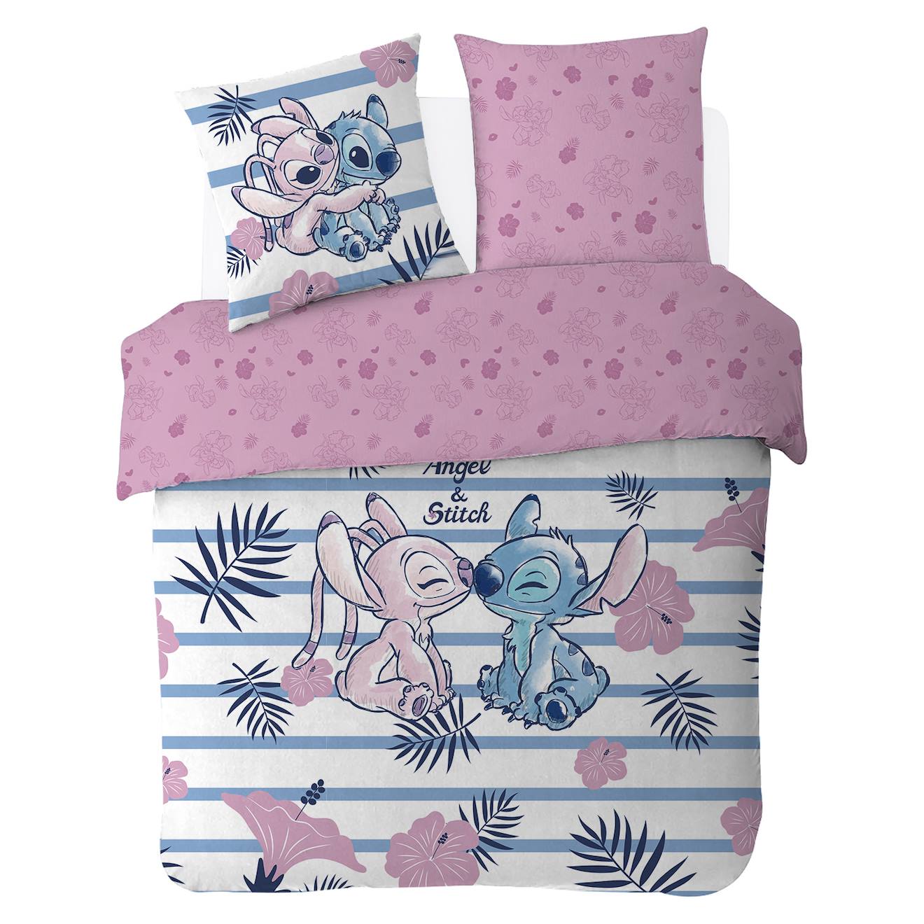 Housse De Couette Disney Angel Et Stitch Coton Rose