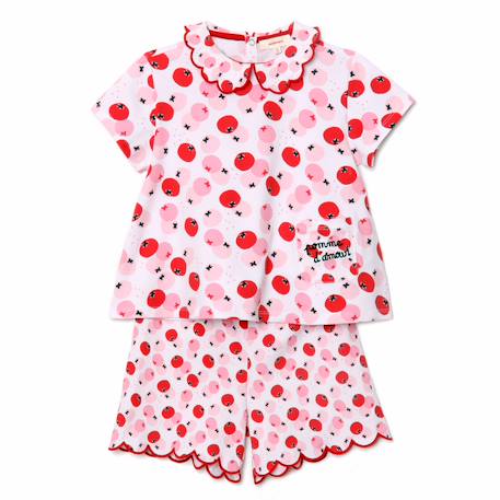 Pyjashort imprimé pommes catimini coton élasthanne rose  - vertbaudet enfant