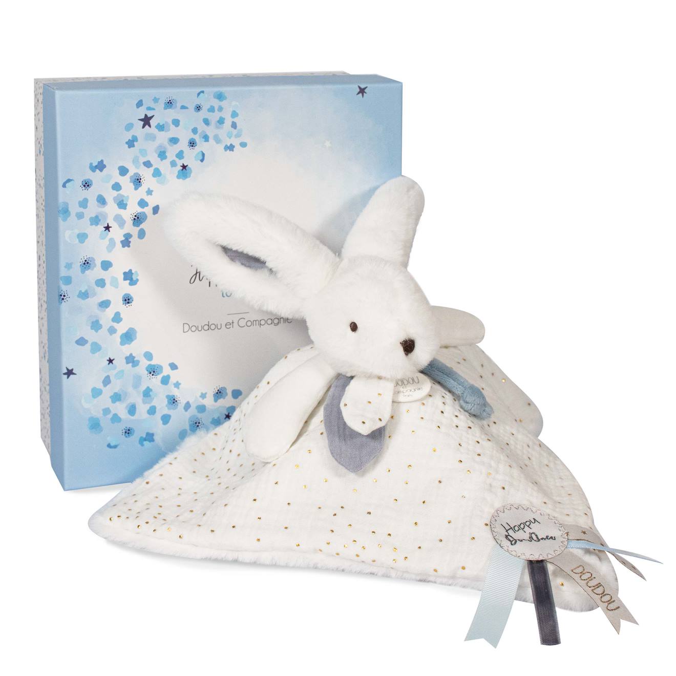Happy Glossy Doudou Pompon Blanc