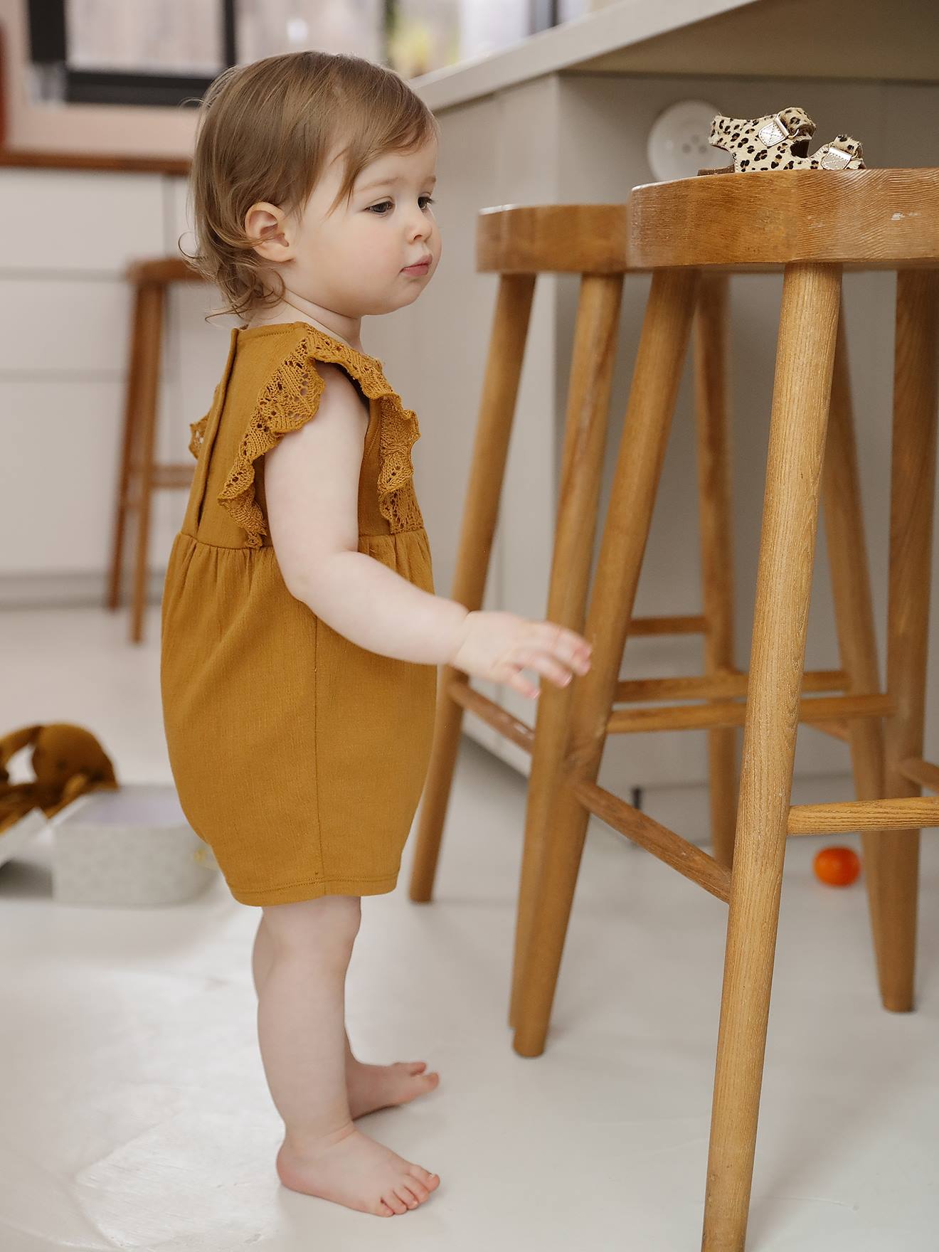 Combishort bi-matière bébé caramel