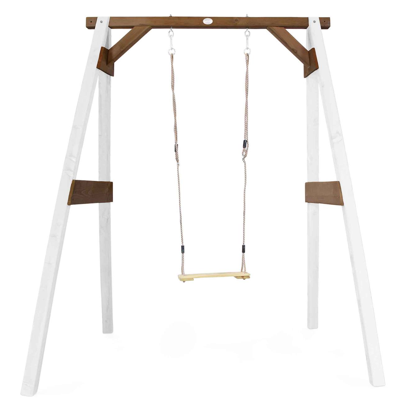 Portique/blanc Avec Balançoire Siège Nid Rond Blanc/marron