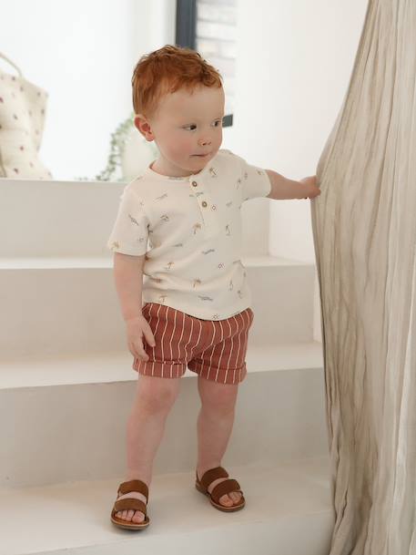 Short Denim Bébé Vertbaudet - Taille Élastique Cordon - 100% Coton - 12 Mois (74cm) - Double Stone