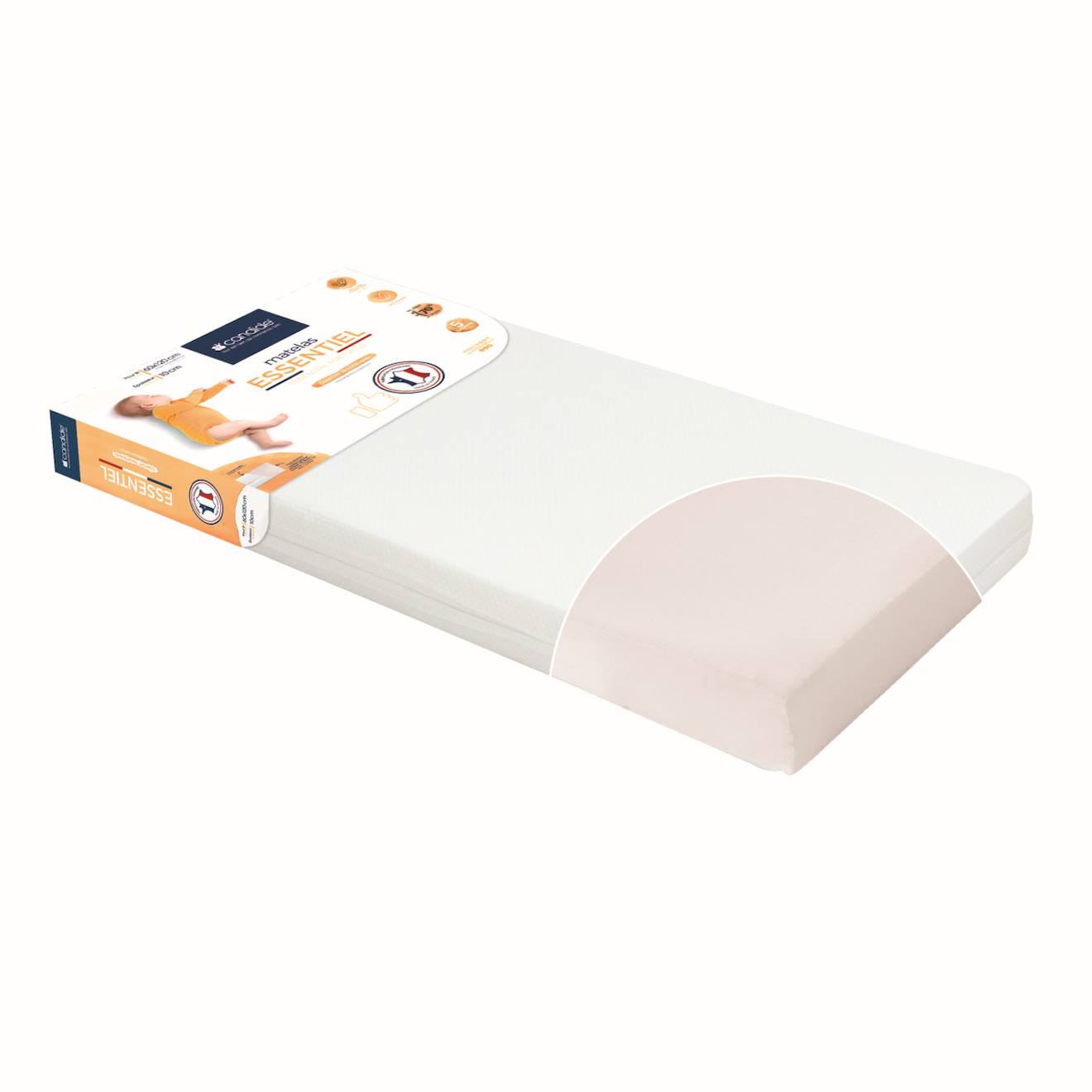 Matelas Bébé Essentiel - Confort Traditionnel Blanc (Candide) - Image 2