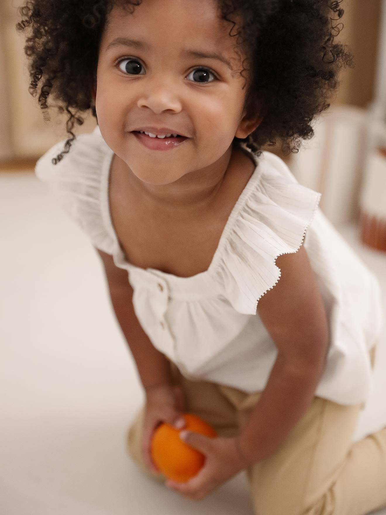 Blouse en voile de coton bébé vanille