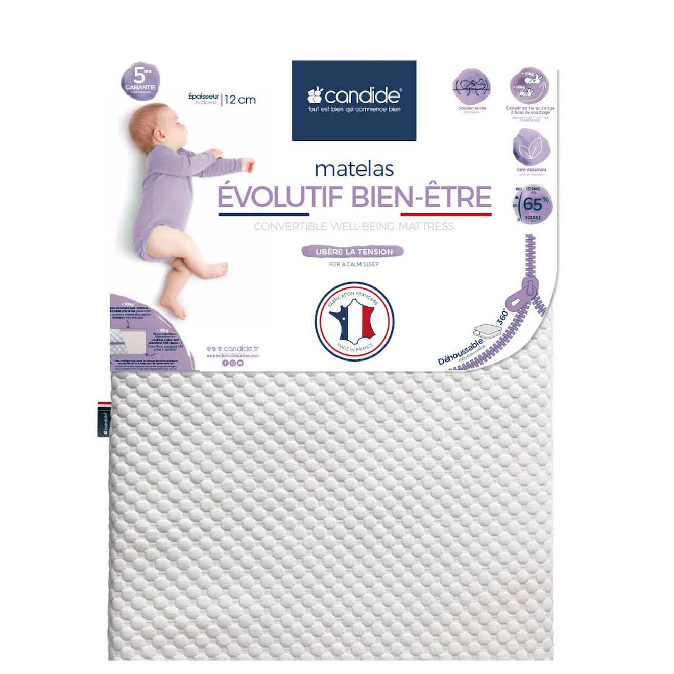 Matelas Bébé Évolutif Bien-être - Libère La Tension Blanc