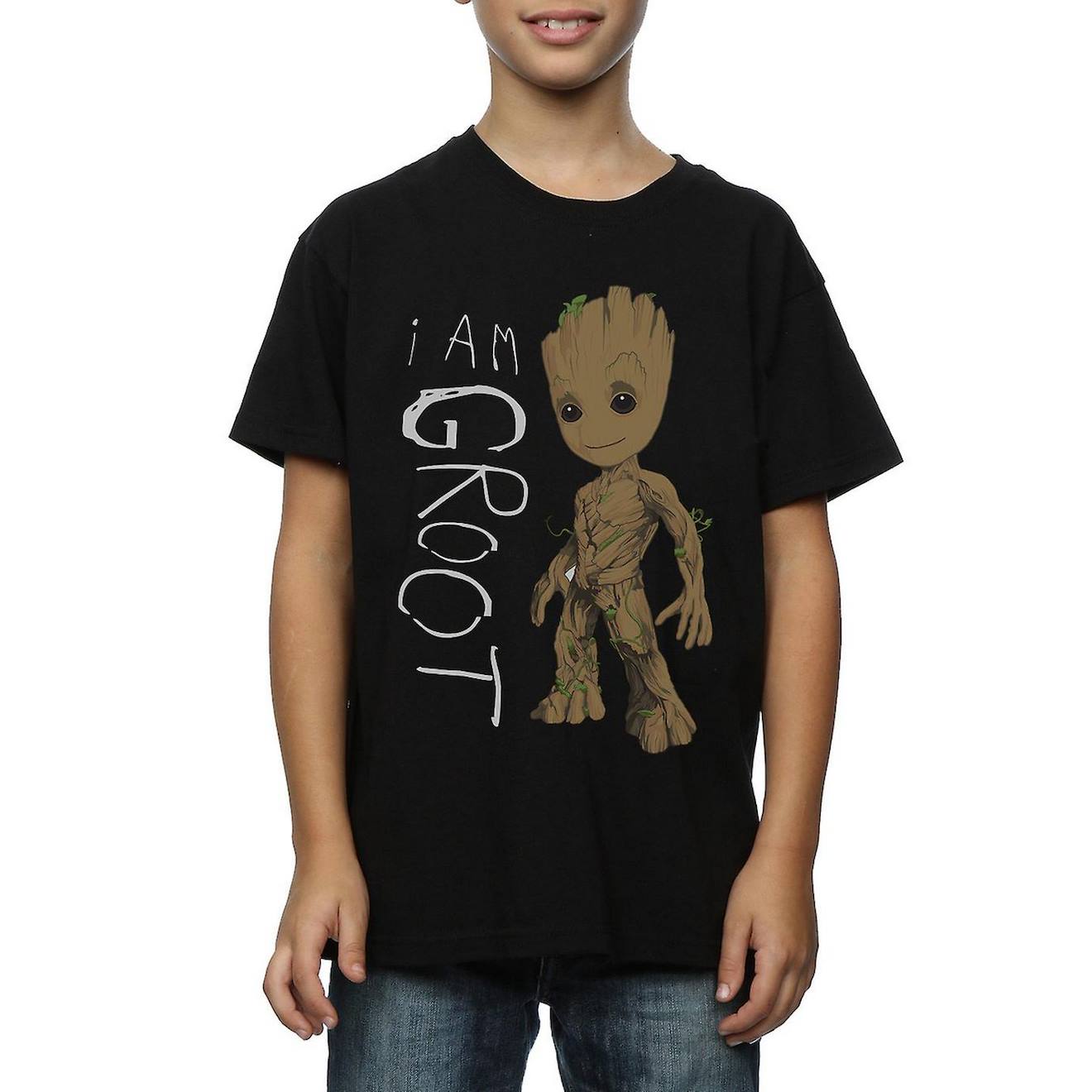 T-shirt Am Groot En Coton Peigné De Qualité Supérieure I Am Groot Noir