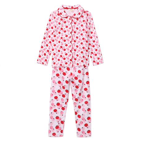 Pyjama long imprimé pommes catimini coton élasthanne rose  - vertbaudet enfant