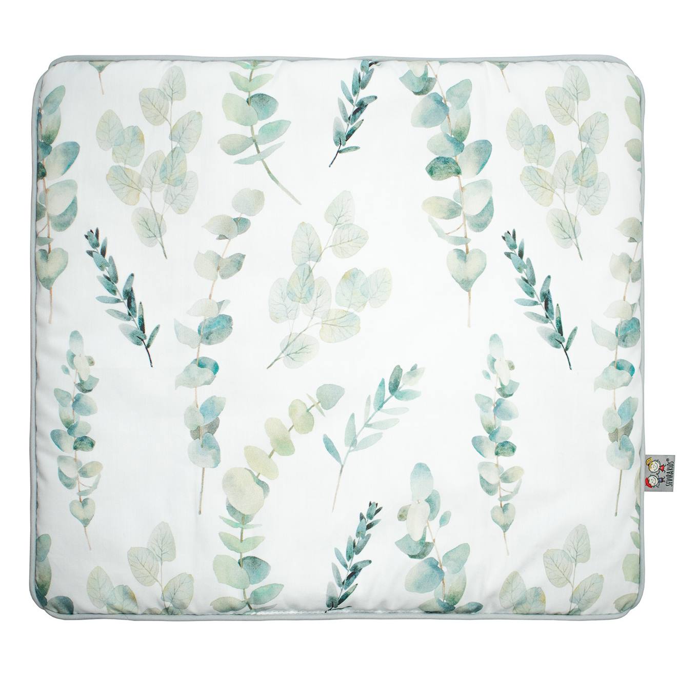 Oreiller Plat Réversible En Coton Eucalyptus Eucalyptus, Vert, Gris
