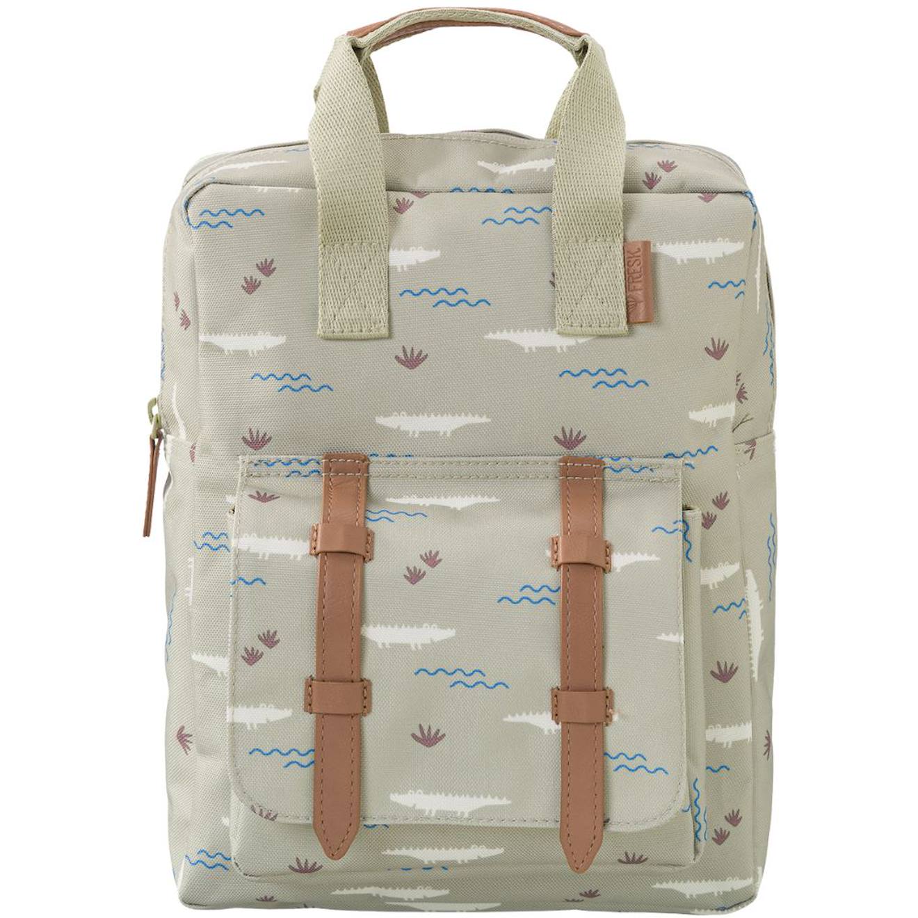 Sac À Dos Bébé Lion Vert, Bleu, Écru