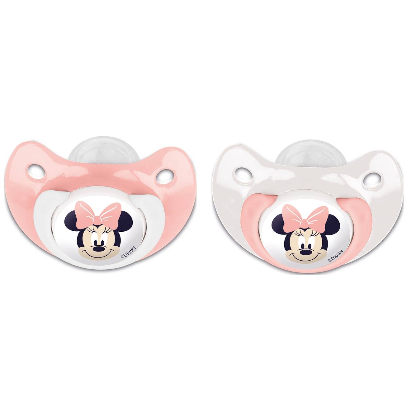 Lot De 2 Sucettes Silicone Orthodontique +6mois Minnie Rose