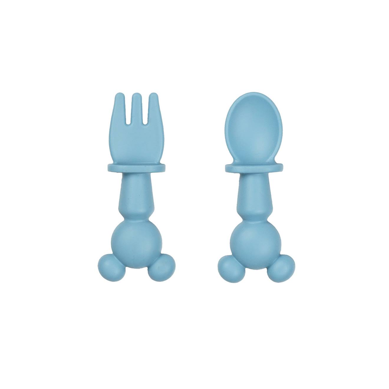 Set De 2 Couverts Silicone Mickey Collector Bleu