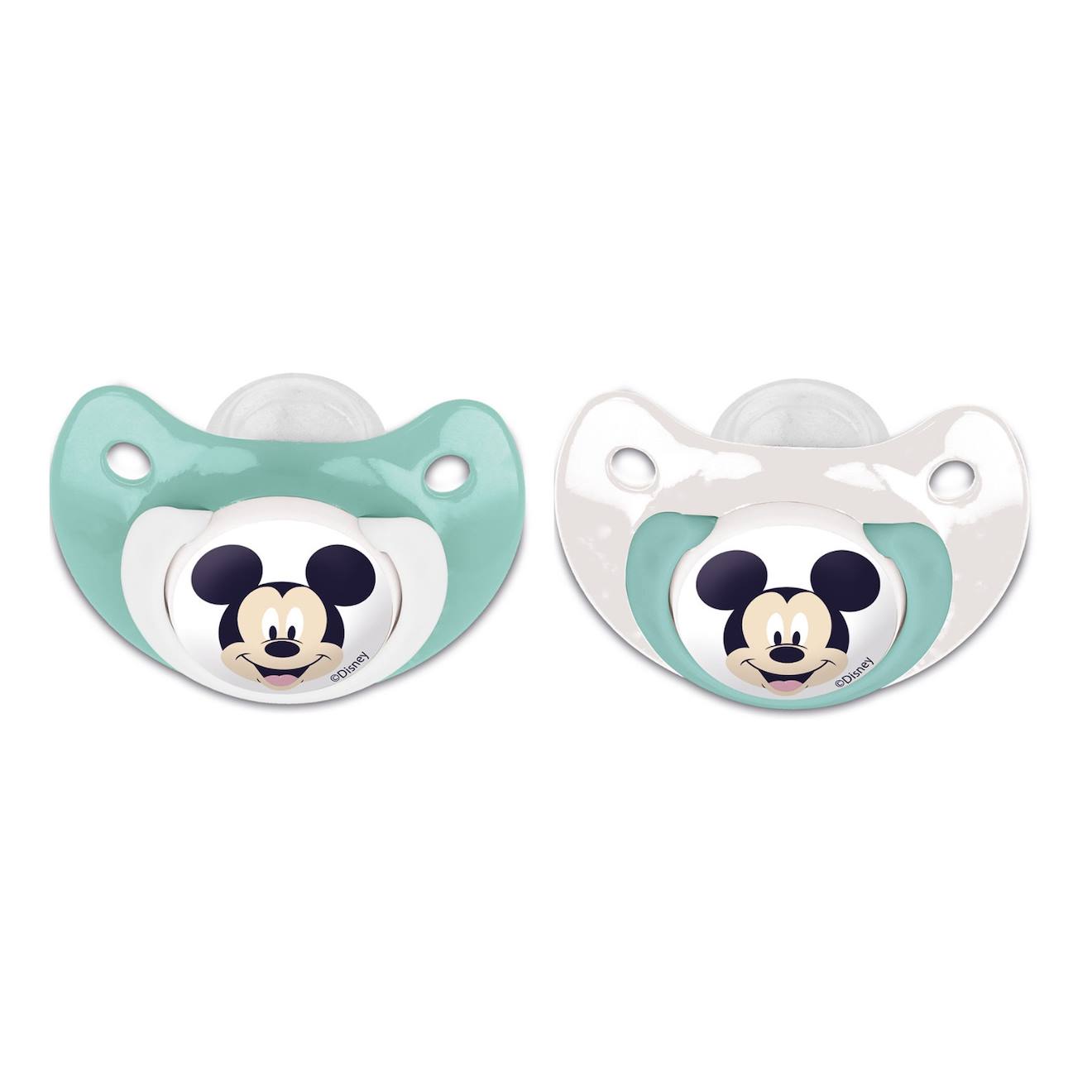 Lot De 2 Sucettes Silicone Orthodontiques 0-6mois Mickey Vert