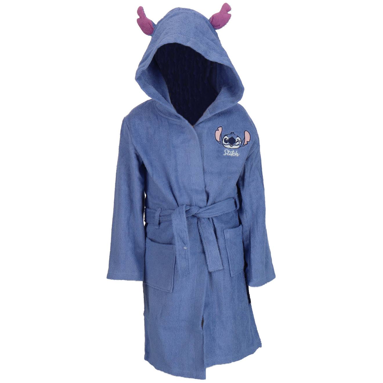 Peignoir À Capuche Disney Stitch Coton Matière Serviette Bleu