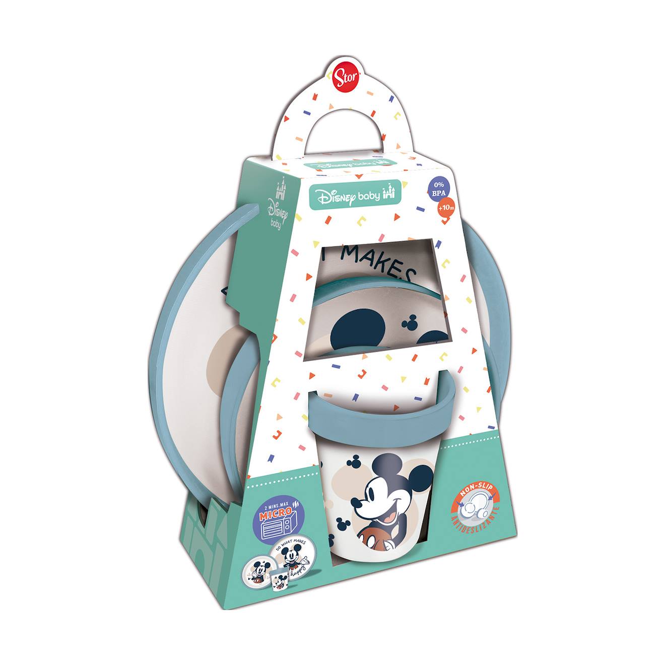 Coffret Repas 3 Pièces Gobelet/bol/assiette Mickey Bleu