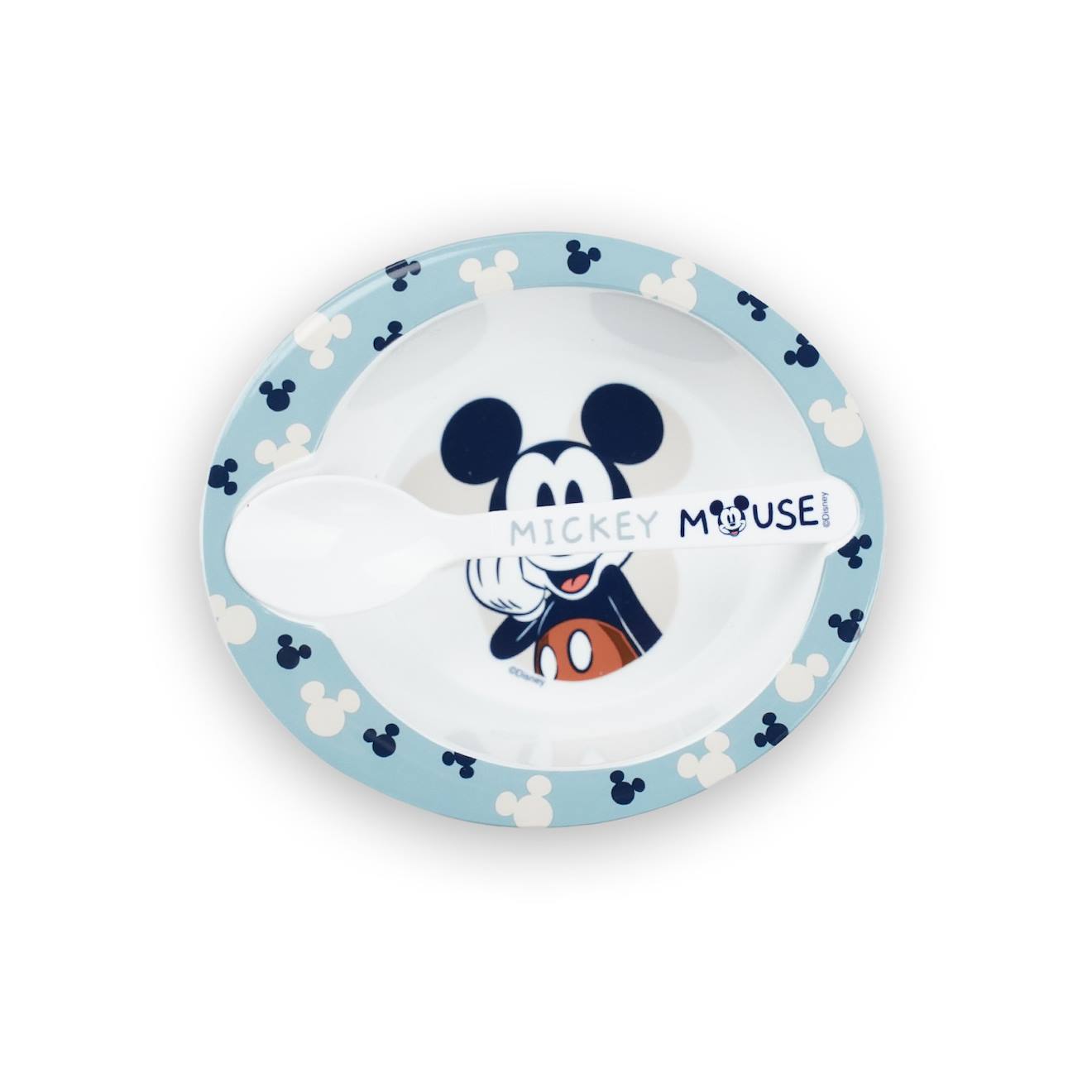 Set Repas Micro-onde Bol + Cuillere Mickey Collector Bleu