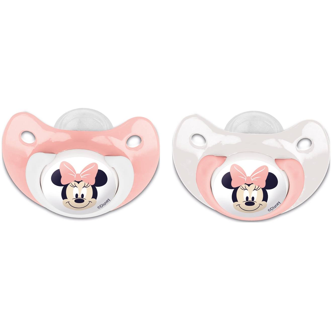 Lot De 2 Sucettes Silicone Orthodontiques 0-6mois Minnie Rose