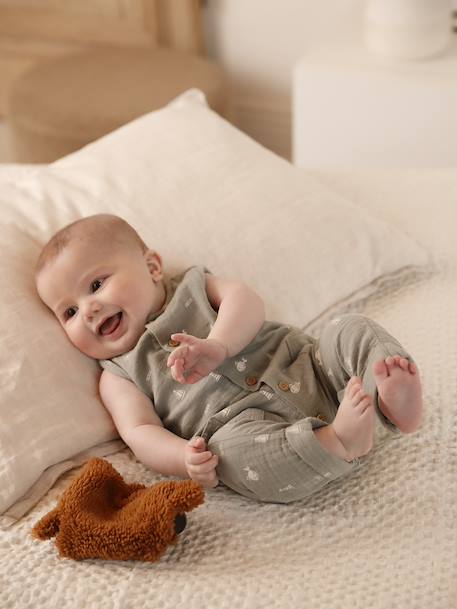 Bébé-Salopette, combinaison-Combinaison en gaze de coton naissance