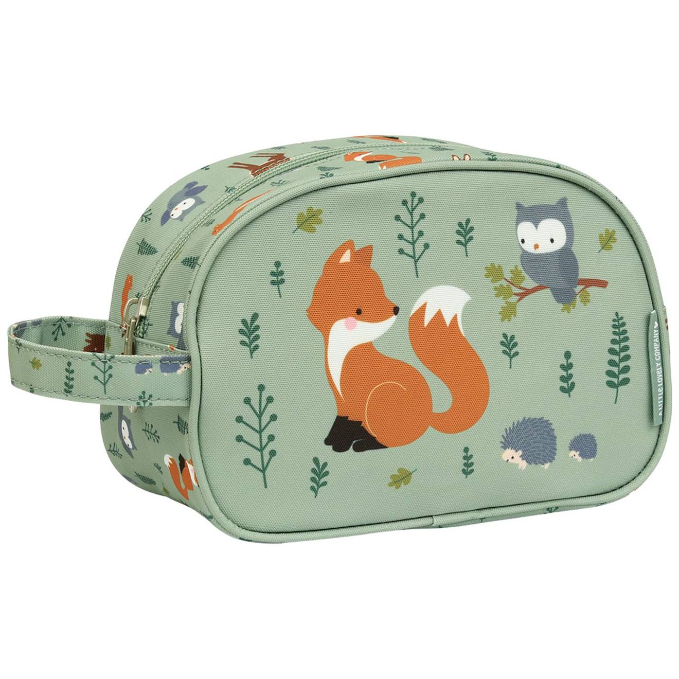 Trousse De Toilette Amis De La Forêt Vert D'eau, Marron, Écru