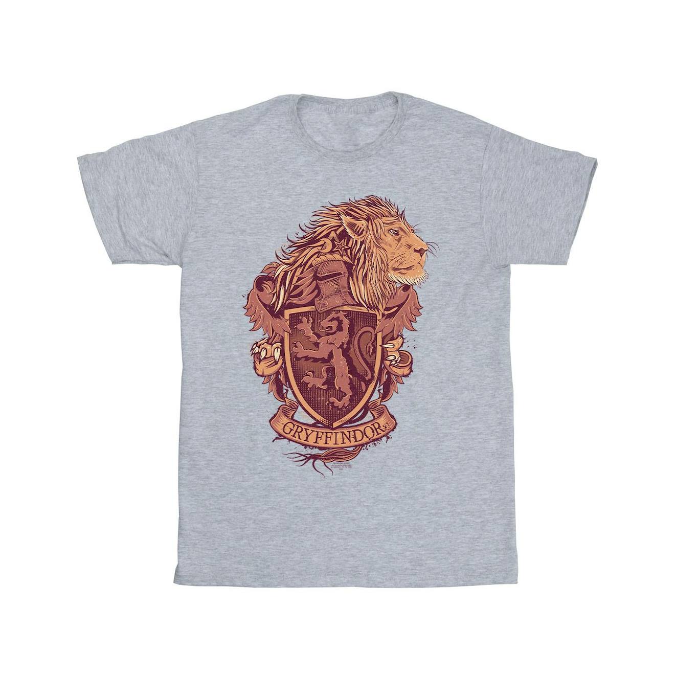 T-shirt Coton Harry Potter Gryffindor Gris Chiné