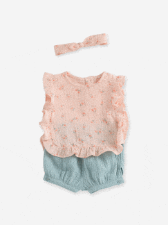 Ensemble bébé blouse short bandeau en gaze de coton  - vertbaudet enfant