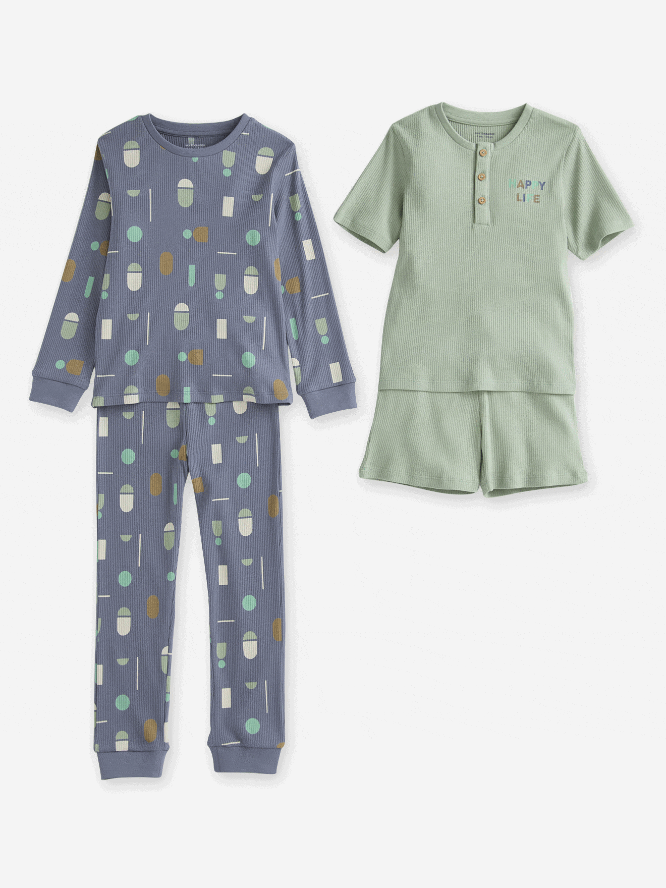 Lot de 2 pyjamas Happy garçon bleu grisé