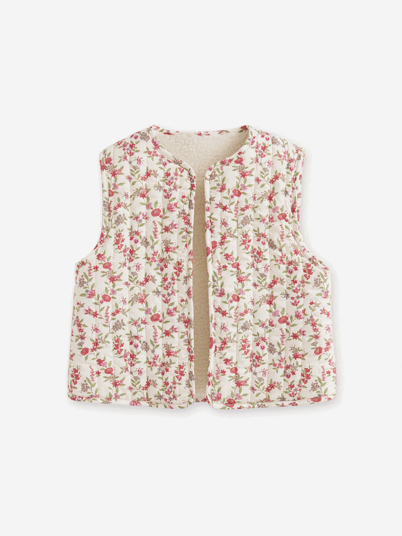 Gilet sans manches réversible fille vanille