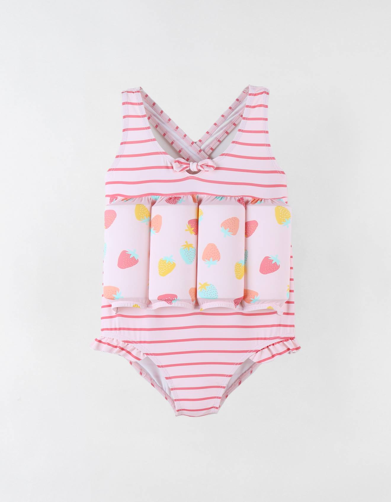 Maillot Bouée Rayé À Imprimés Rose