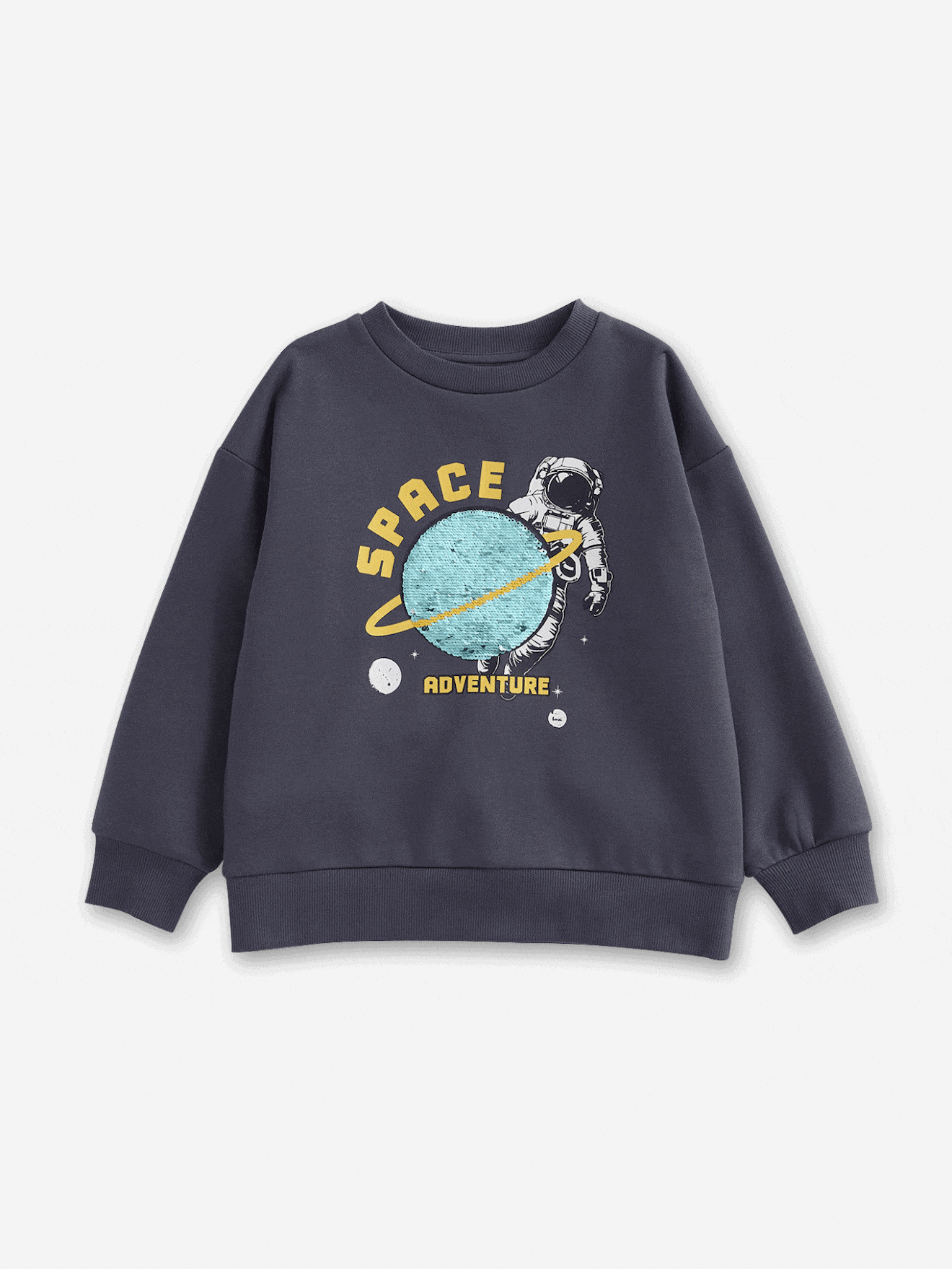 Sweat à sequins réversibles garçon bleu ardoise