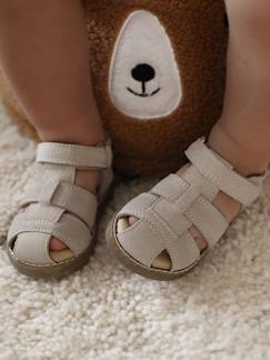 Chaussures-Chaussures bébé 17-26-Sandales bébé fermées cuir à scratchs