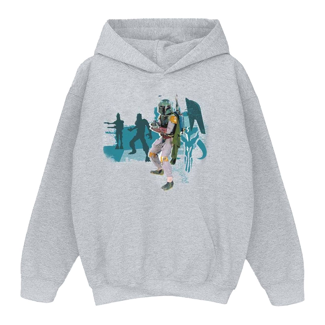 Sweat À Capuche Boba Fett Coton Star Wars Gris Chiné