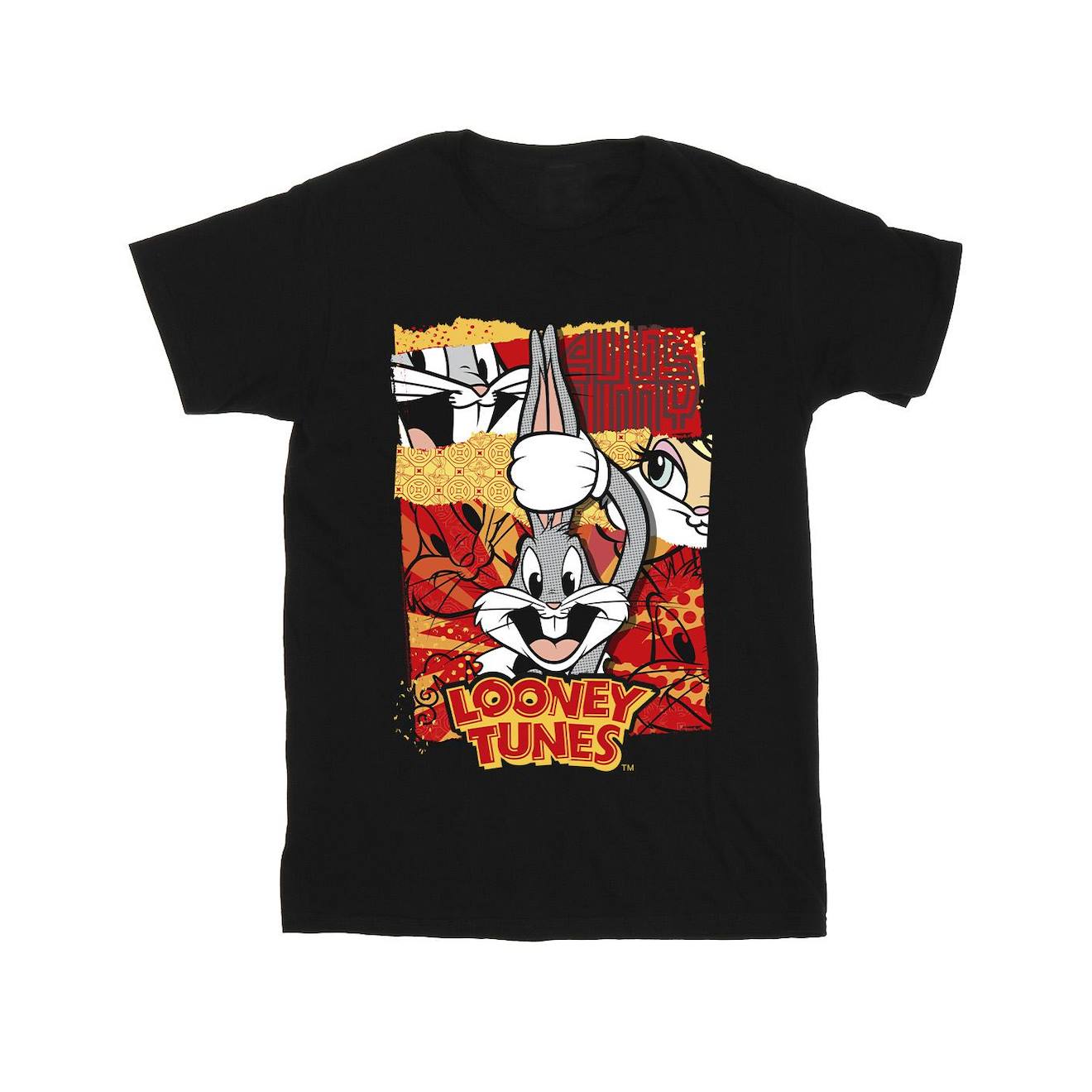 T-shirt Coton Looney Tunes Rabbit New Year Noir