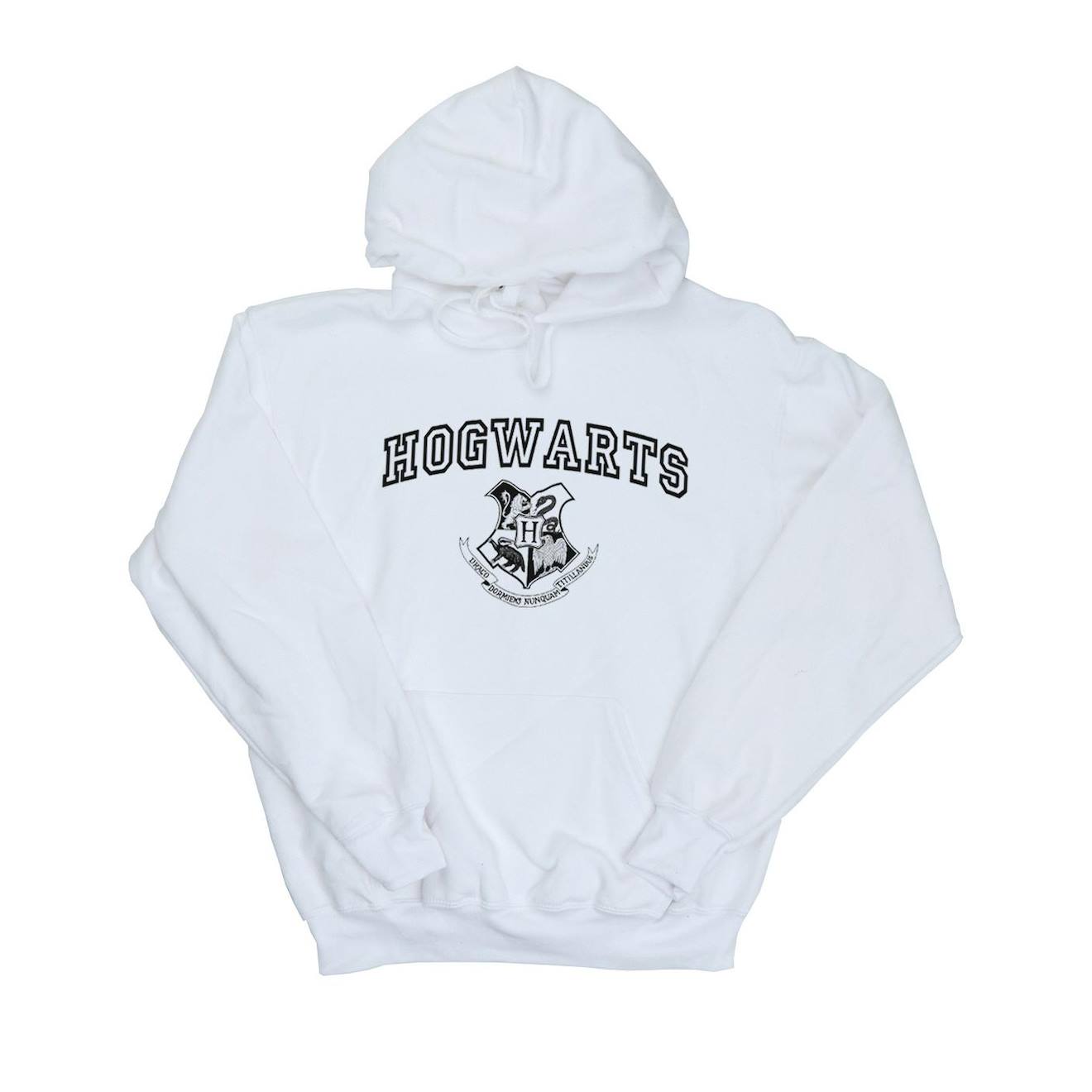 Sweat À Capuche Coton Harry Potter Hogwarts Blanc