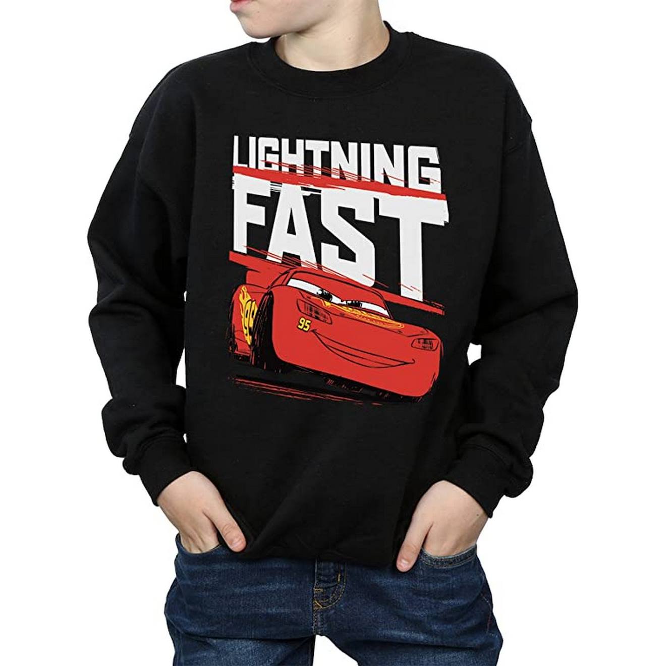 Sweat En Coton Peigné De Qualité Supérieure Cars Lightning Fast Noir