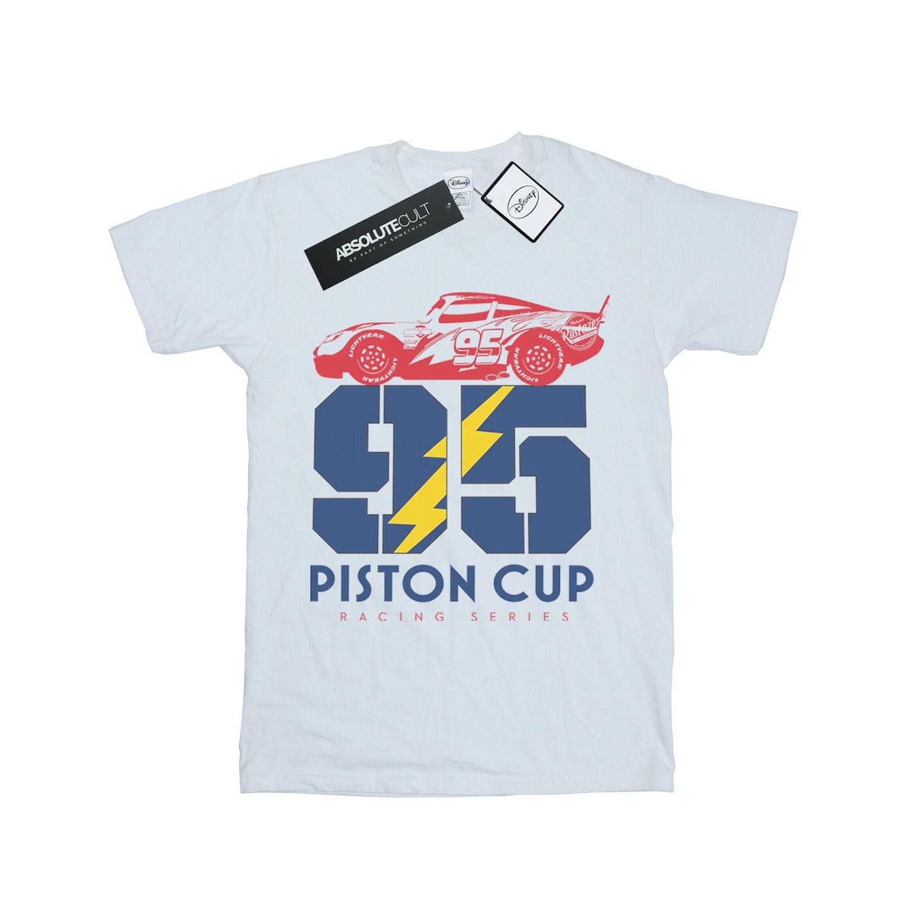 T-shirt Cars Piston Cup Coton Disney Cars Piston Cup 95 Blanc