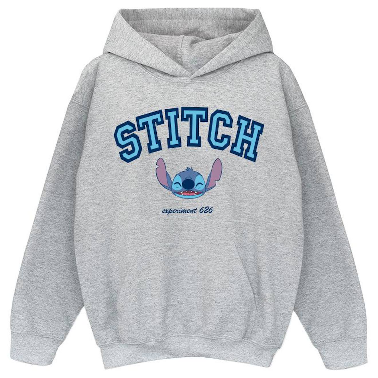 Sweat À Capuche Coton Stitch Disney Gris Chiné