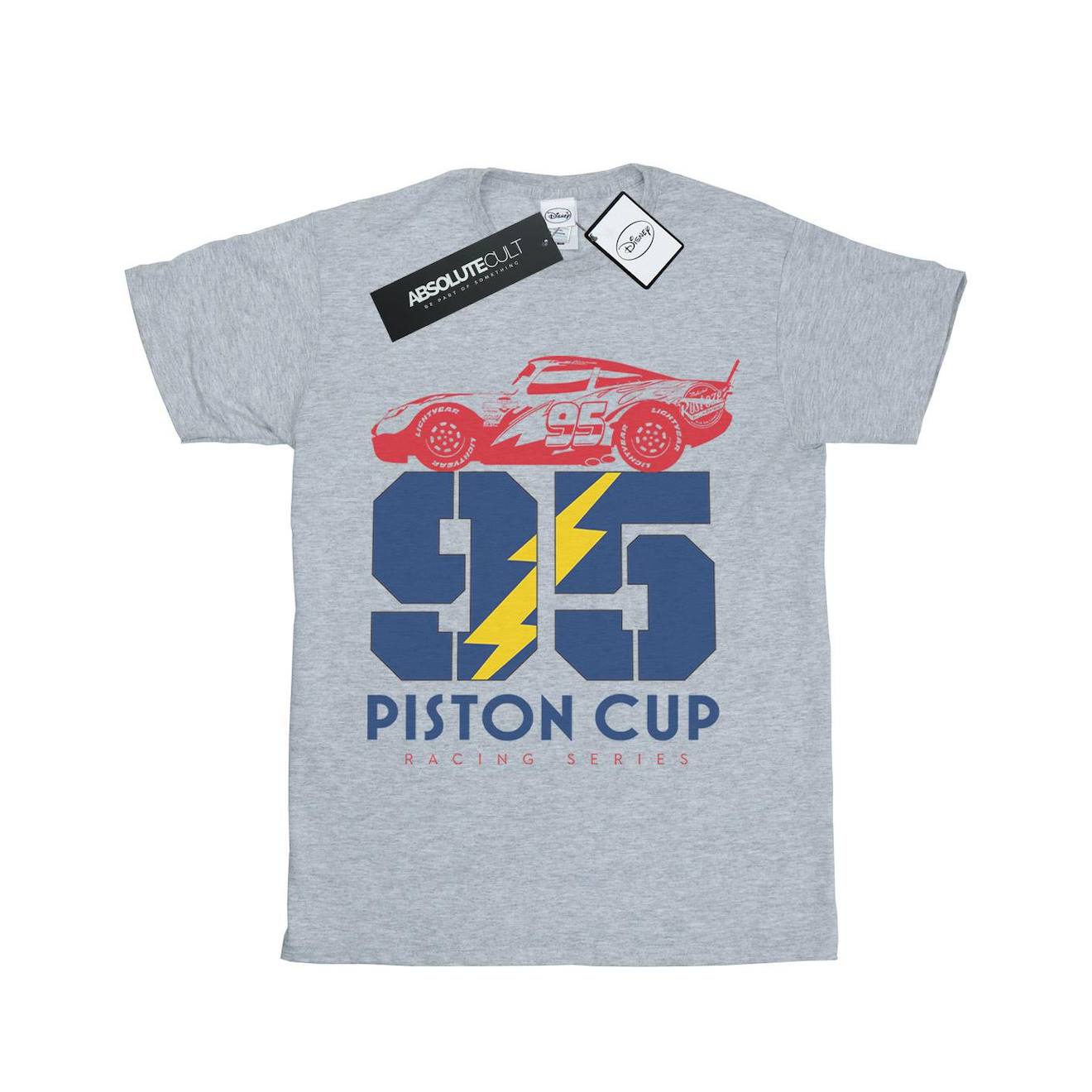 T-shirt Cars Piston Cup Coton Disney Cars Piston Cup 95 Gris Chiné