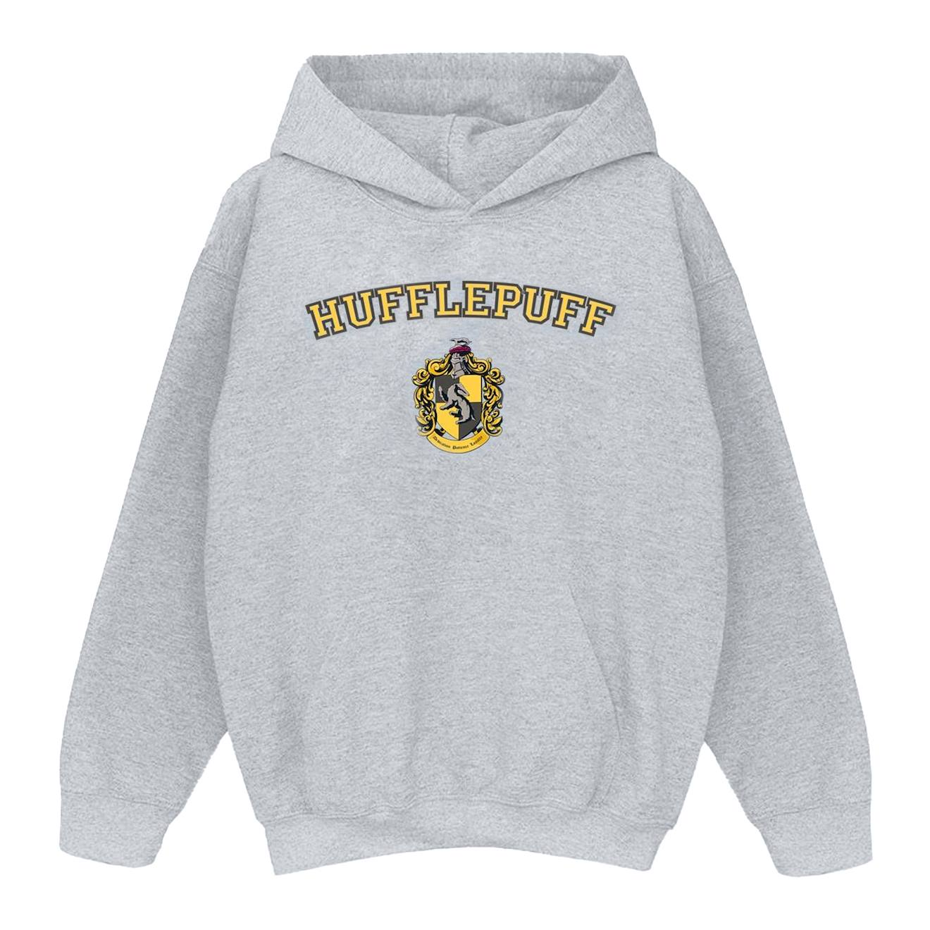 Sweat À Capuche Coton Harry Potter Hufflepuff Gris Chiné