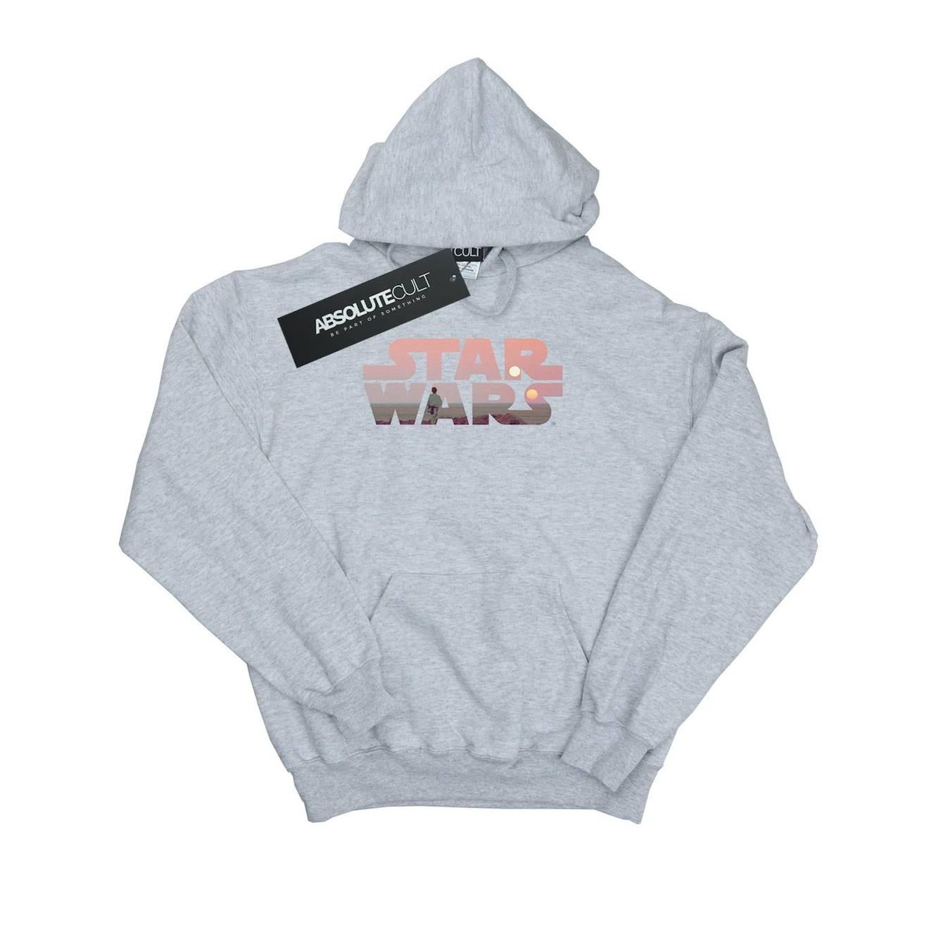Sweat À Capuche Coton Star Wars Tatooine Gris Chiné