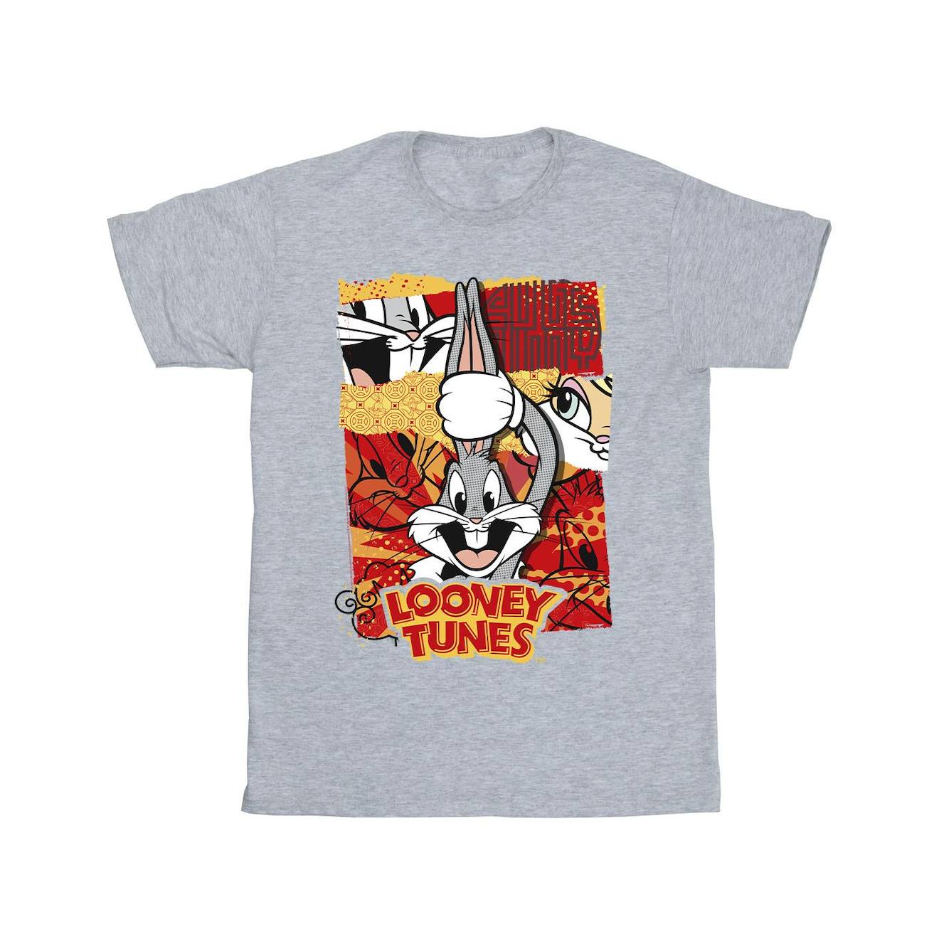 T-shirt Coton Looney Tunes Rabbit New Year Gris Chiné