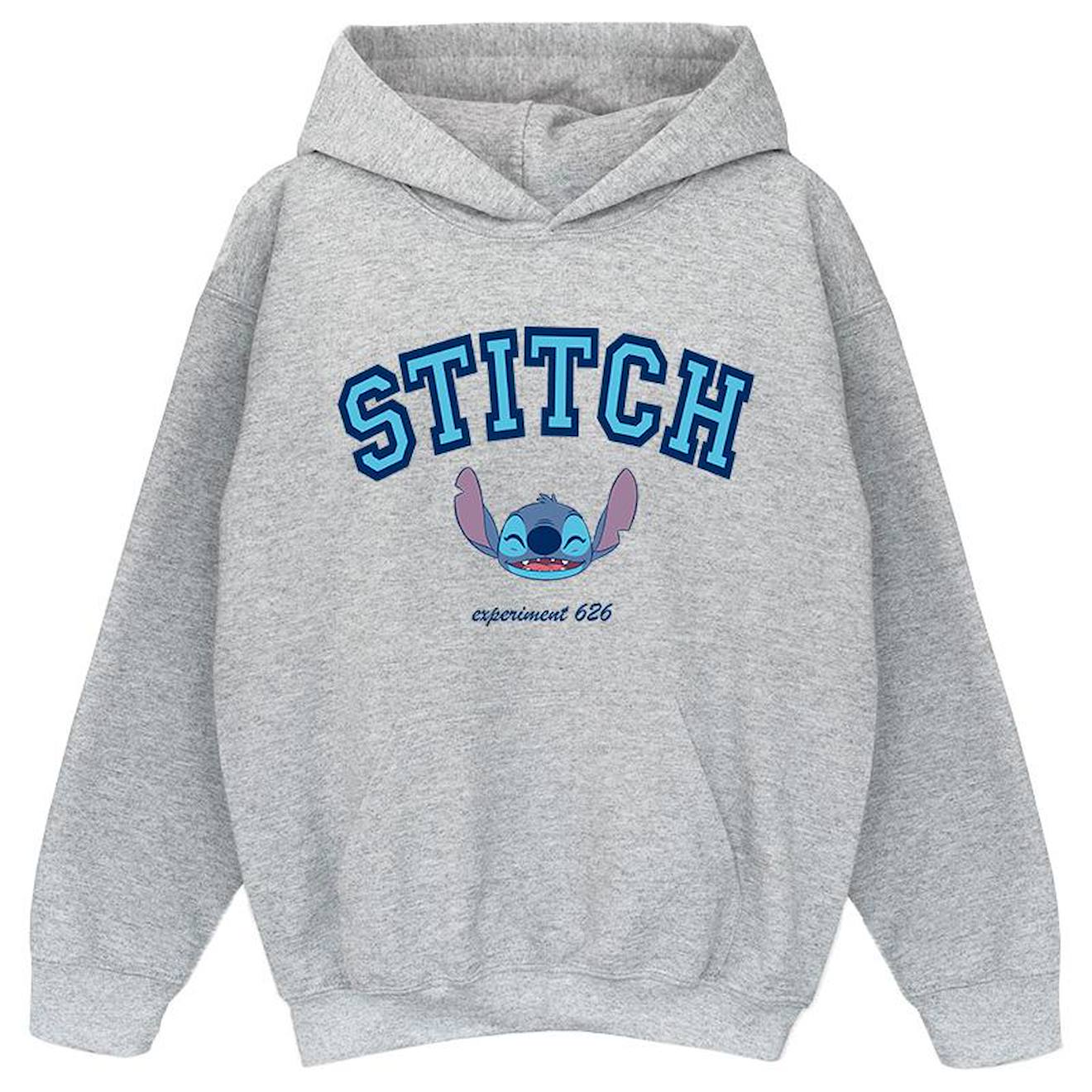 Sweat À Capuche Coton Stitch Disney Gris Chiné