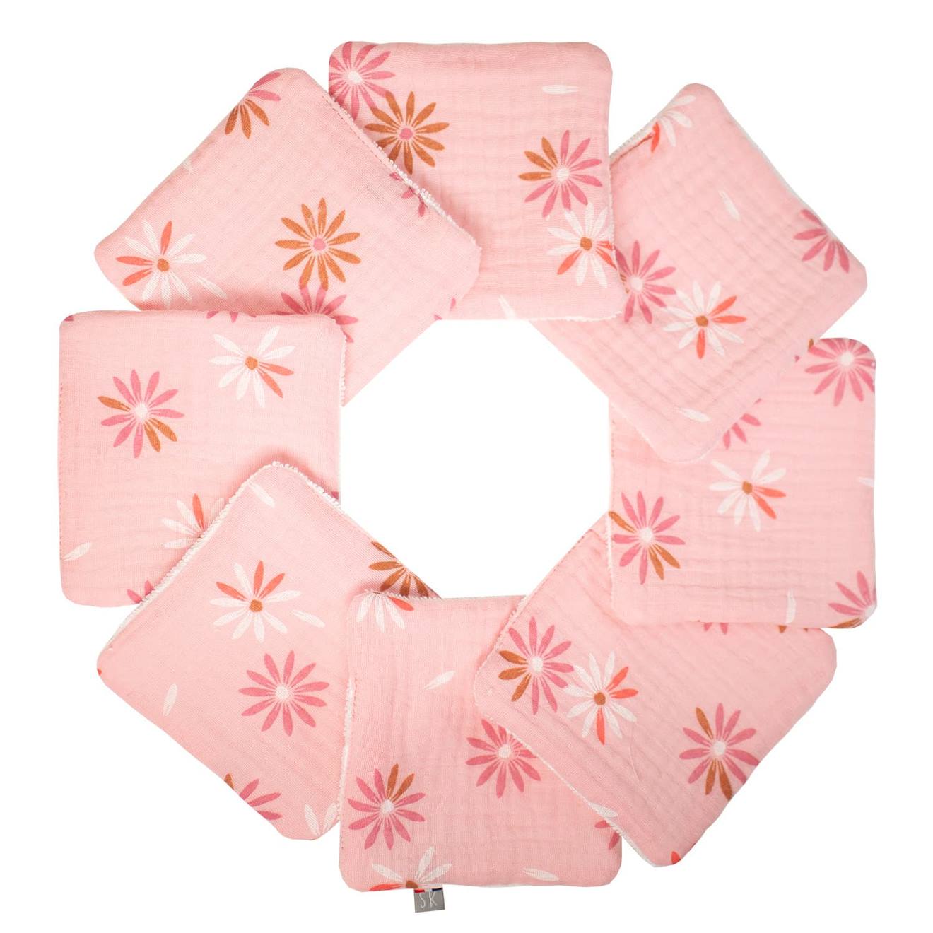 Lingettes Bébé Lavables 8 Pièces Rosella Rosella Imprimé Floral, Rose