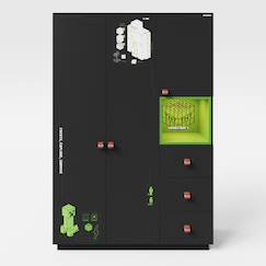 Armoire minecraft 3 portes et 3 tiroirs avec éclairage led  - vertbaudet enfant