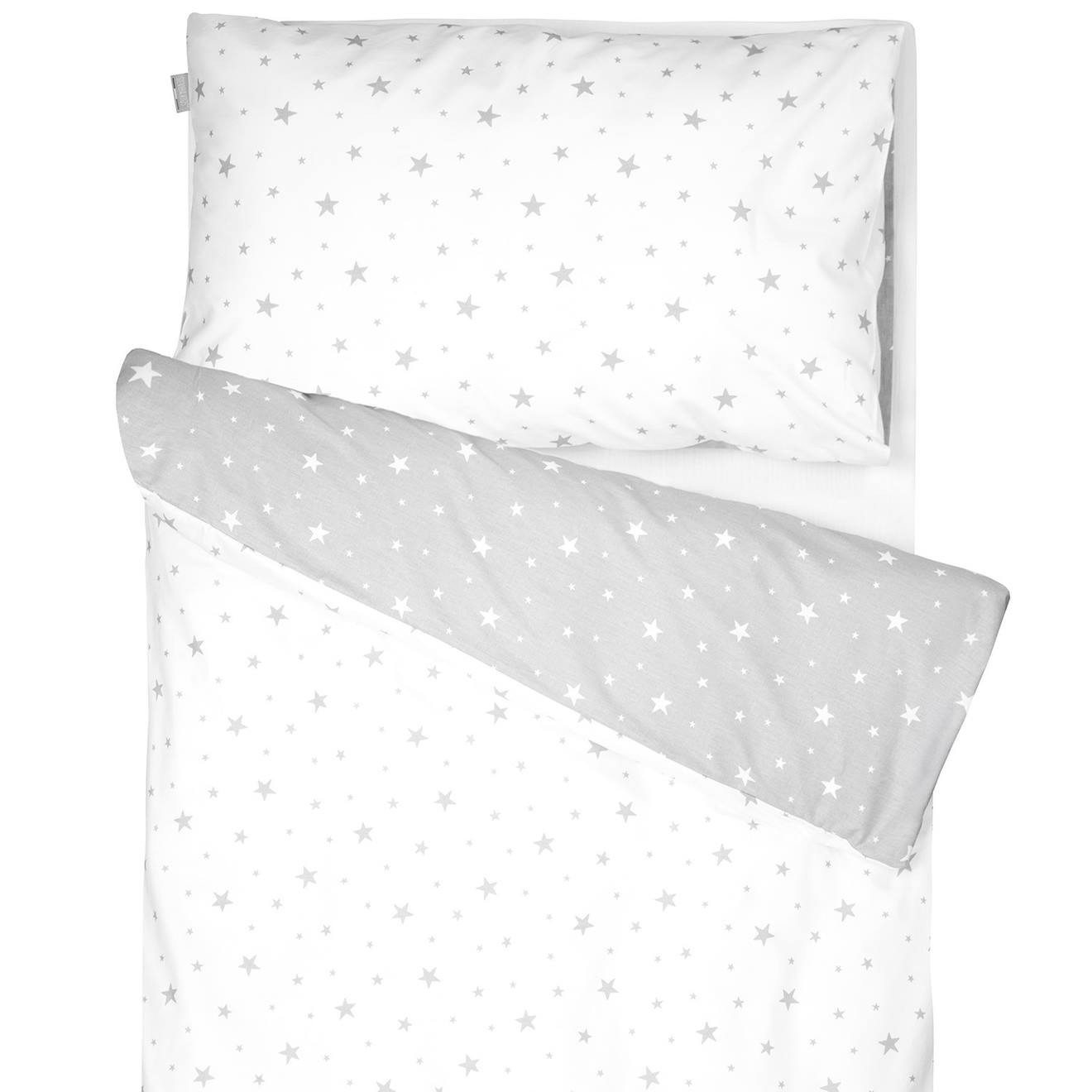 Parure De Lit Bébé Réversible En Coton Stella Stella, Imprimé Étoiles Blanc,